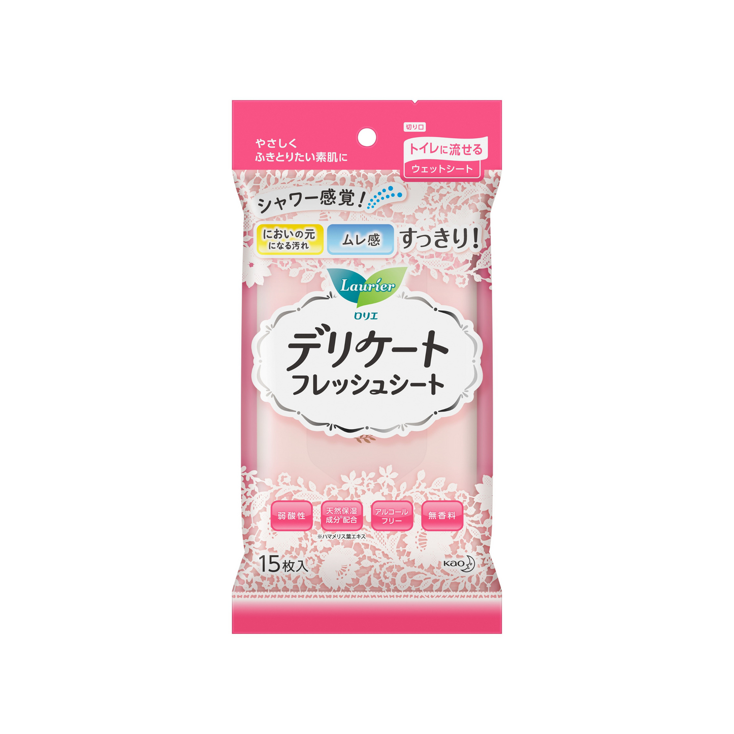 [Worldwide]*Menstrual Period Weak Acid Cleansing Care Wet Wipes 15 pieces (4901301377579) [Parallel Import]